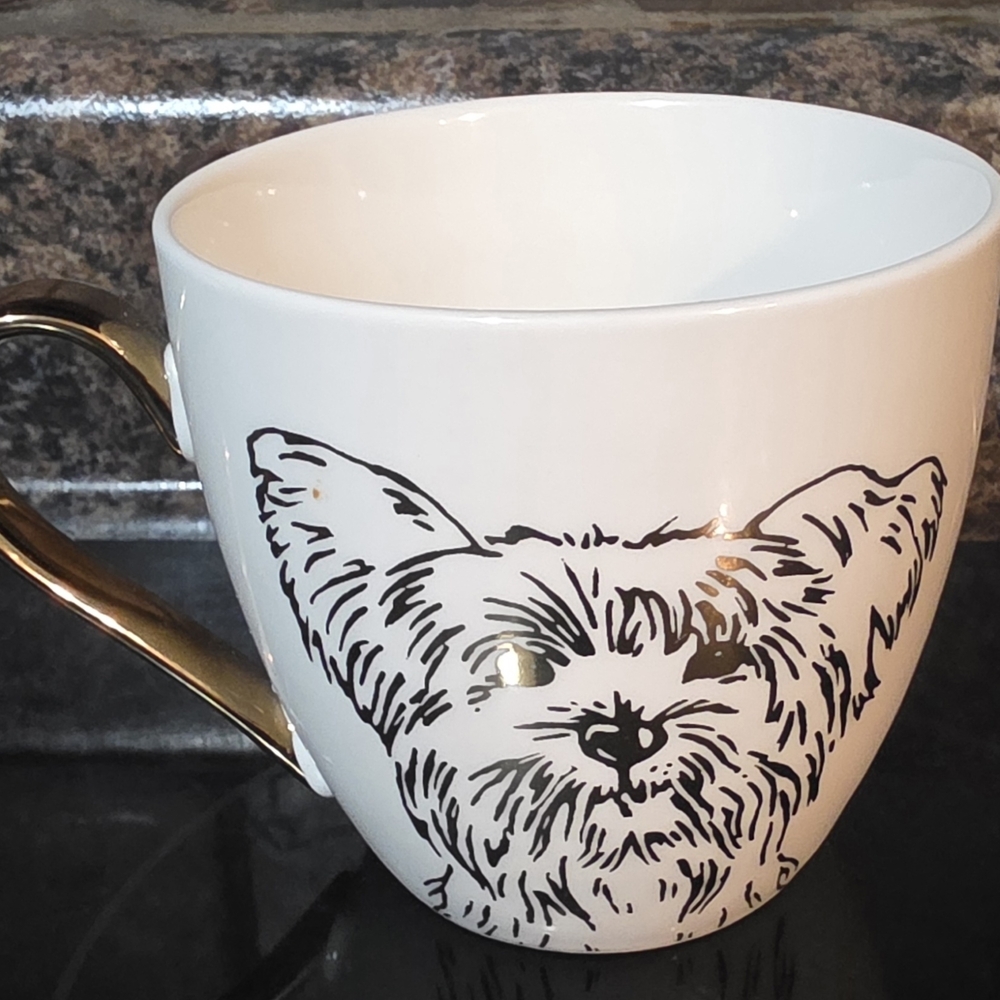 Gold-Handled Dog Print Mug